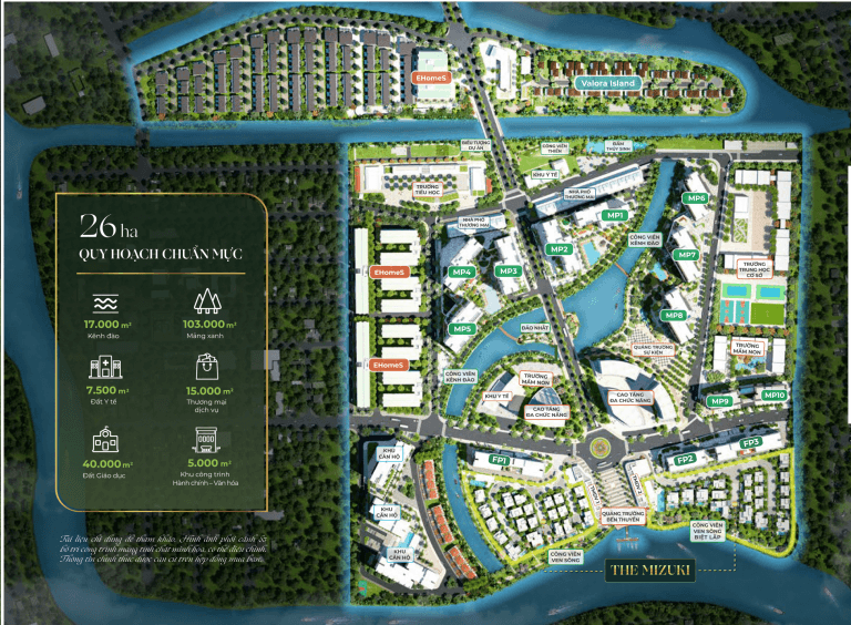 Phối cảnh tổng thể dự án Khu Đô Thị Mizuki Park