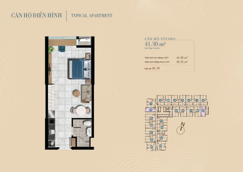 căn hộ 41m2 tại the gió riverside