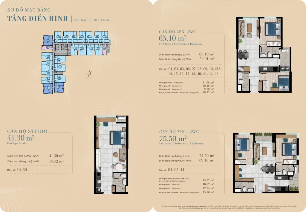 sơ đồ mặt bằng của căn hộ the gió riverside