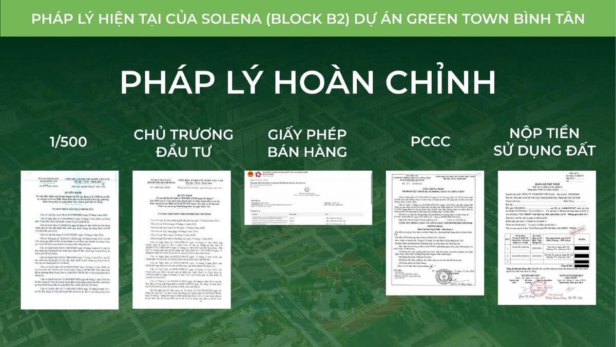 Bộ hồ sơ pháp lý căn hộ Green Town Bình Tân: quy hoạch 1/500, chủ trương đầu tư, giấy phép bán hàng, PCCC, tiền sử dụng đất
