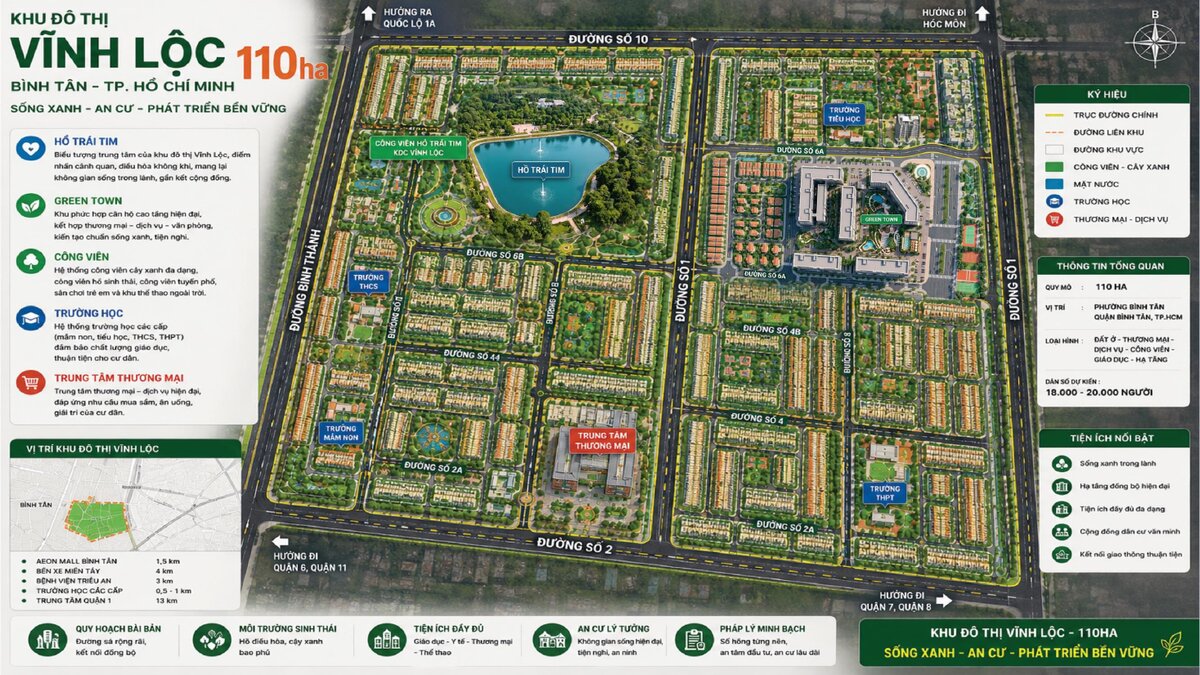 Sơ đồ vị trí khu đô thị Vĩnh Lộc 110ha Bình Tân nơi tọa lạc căn hộ Green Town