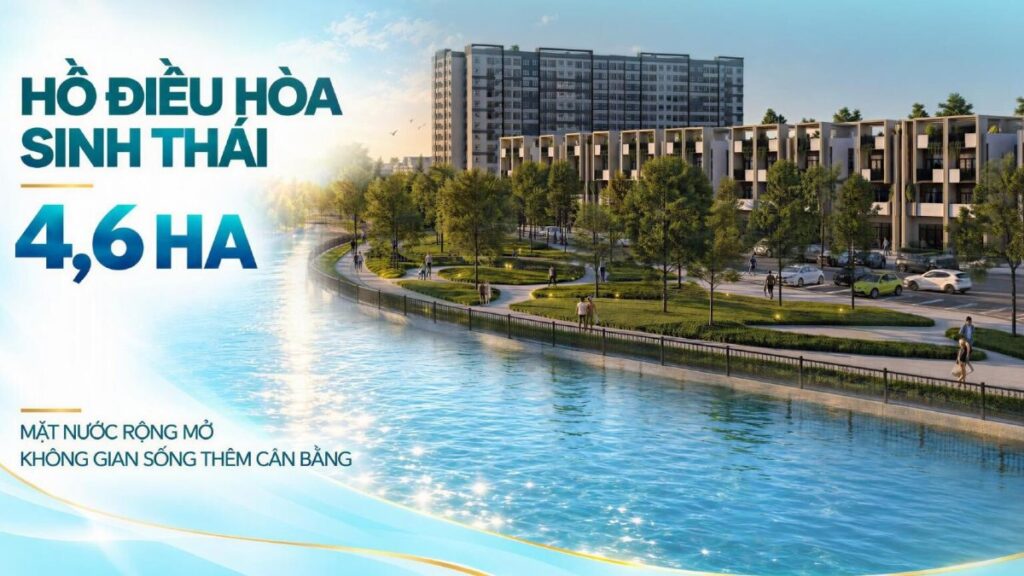 Hồ điều hòa sinh thái 4,6 ha trong khu đô thị Dragon Pearl quanh Dragon Homes
